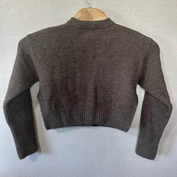 Zara Brown Soft Cropped Cardigan Sweater Womens Size Small Classic Old Money - Picture 5 of 7